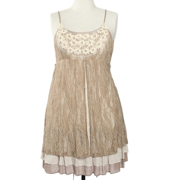 Plus Bohemian Floral Lace Ruffle Babydoll Dress - Picture 2 of 4